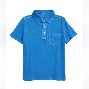 Vineyard Vines Exclusive Island Garment Washed Pocket Polo in Tide Blue 2T.